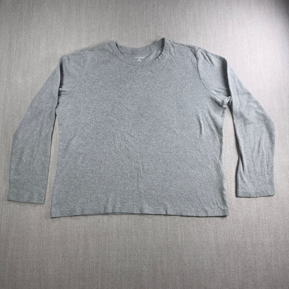 Lands' End T-Shirt Womens XL Gray Long Sleeve 100% Cotton Crew Neck Basic Tee - Picture 1 of 16